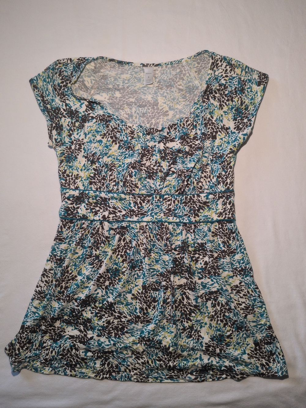 Merona Multicolor Floral Print Cap-Sleeve Tunic